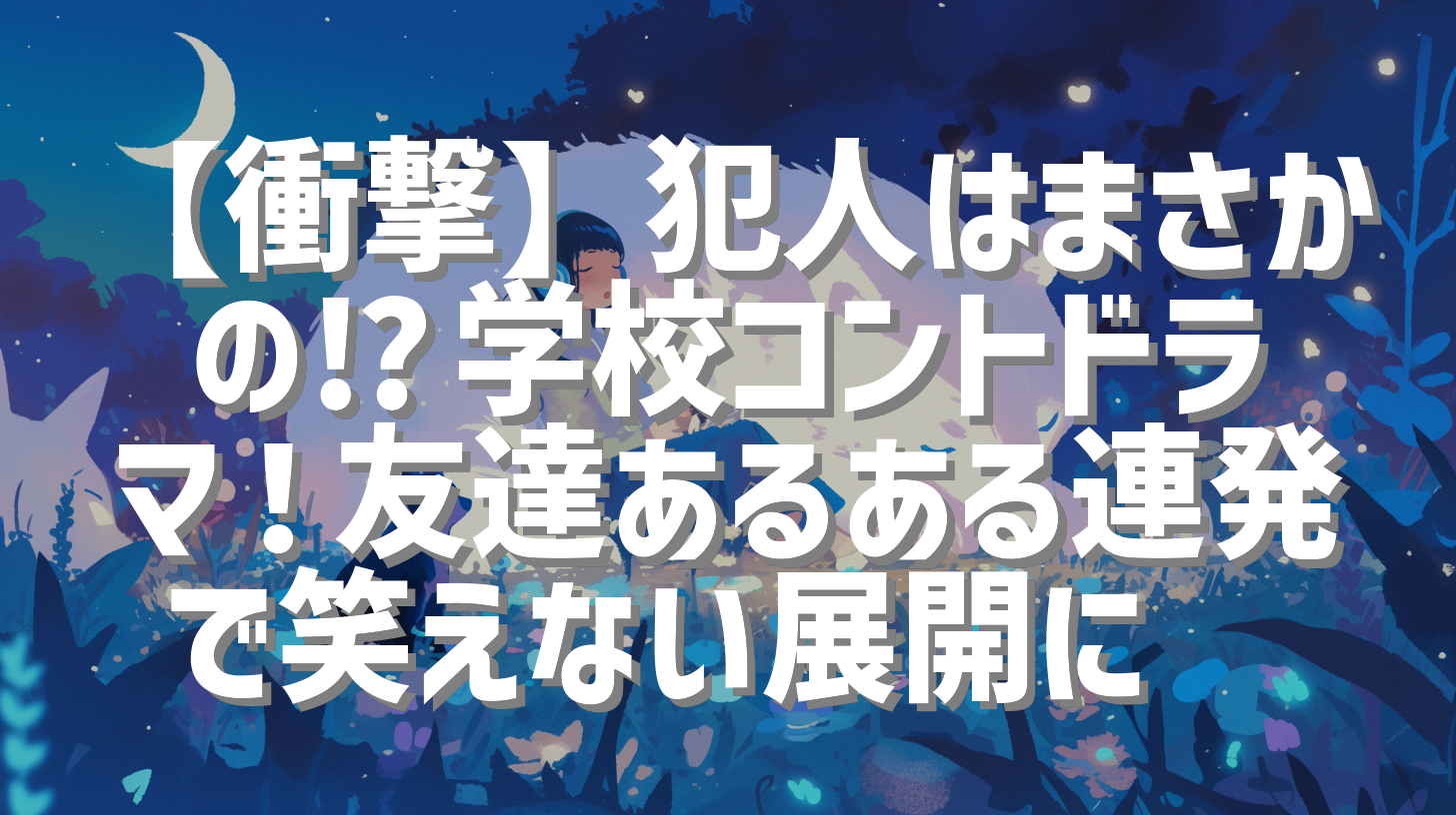 【衝撃】犯人はまさかの⁉️学校コントドラマ！友達あるある連発で笑えない展開に😨