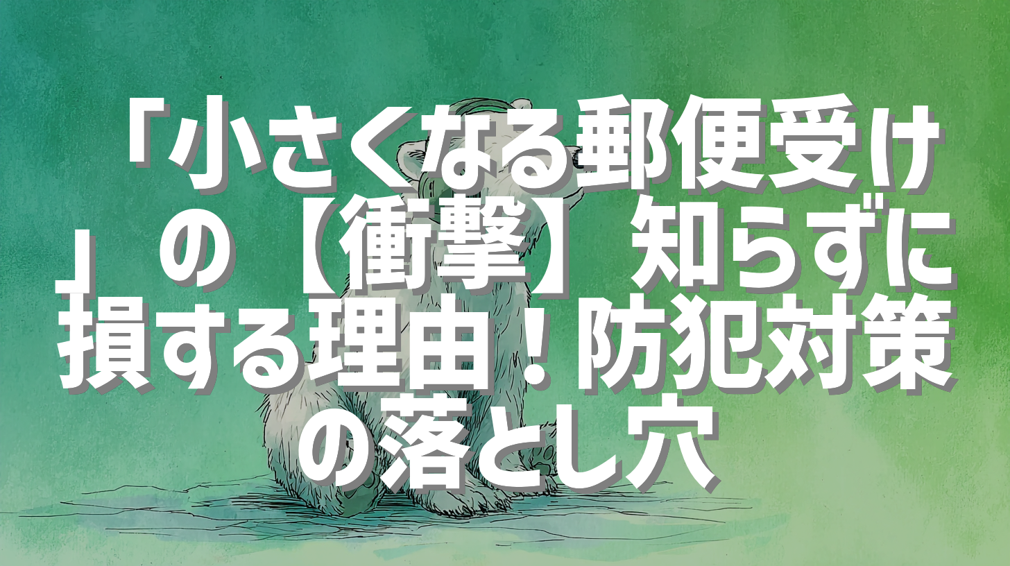 「小さくなる郵便受け」の【衝撃】知らずに損する理由！防犯対策の落とし穴