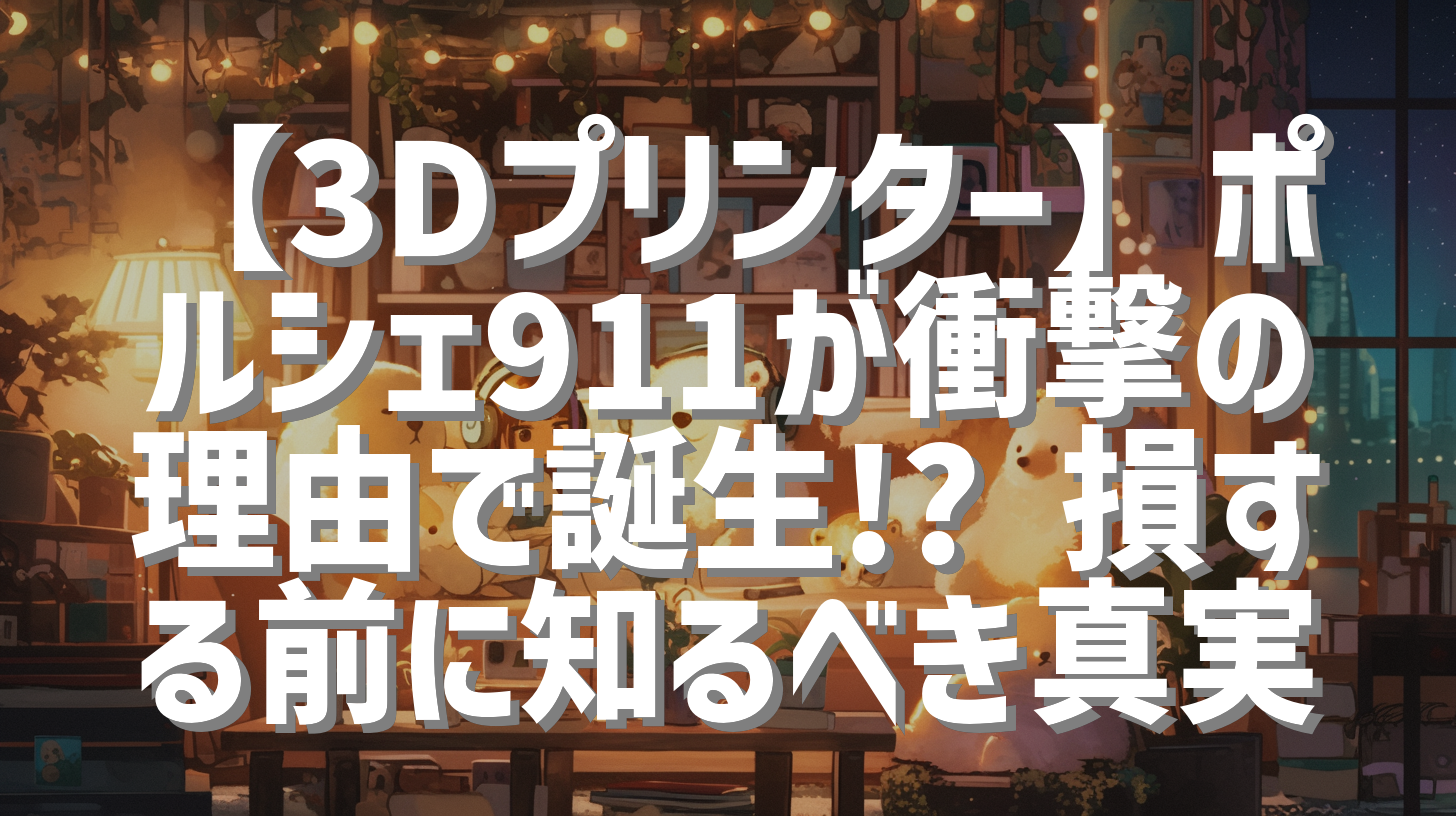 【3Dプリンター】ポルシェ911が衝撃の理由で誕生!? 損する前に知るべき真実