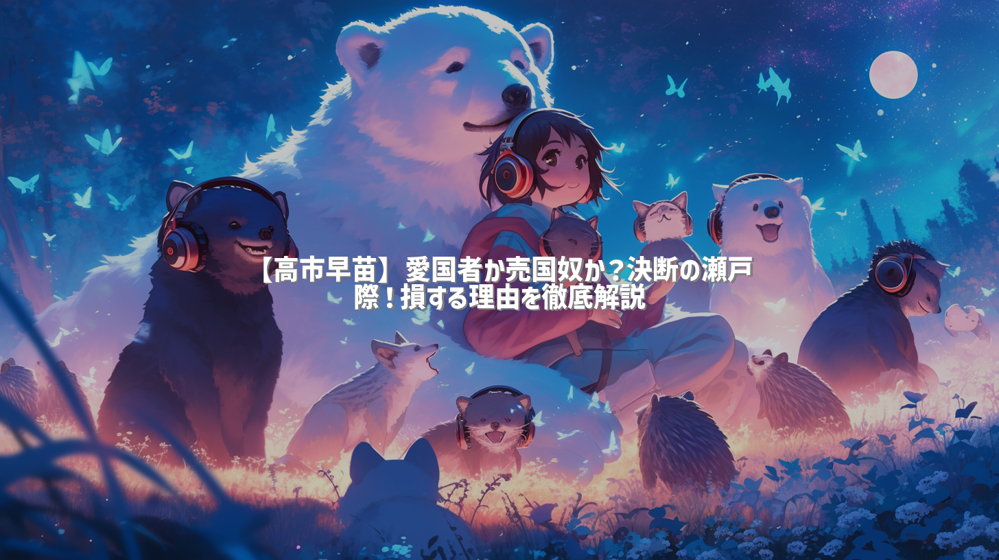 【高市早苗】愛国者か売国奴か？決断の瀬戸際！損する理由を徹底解説