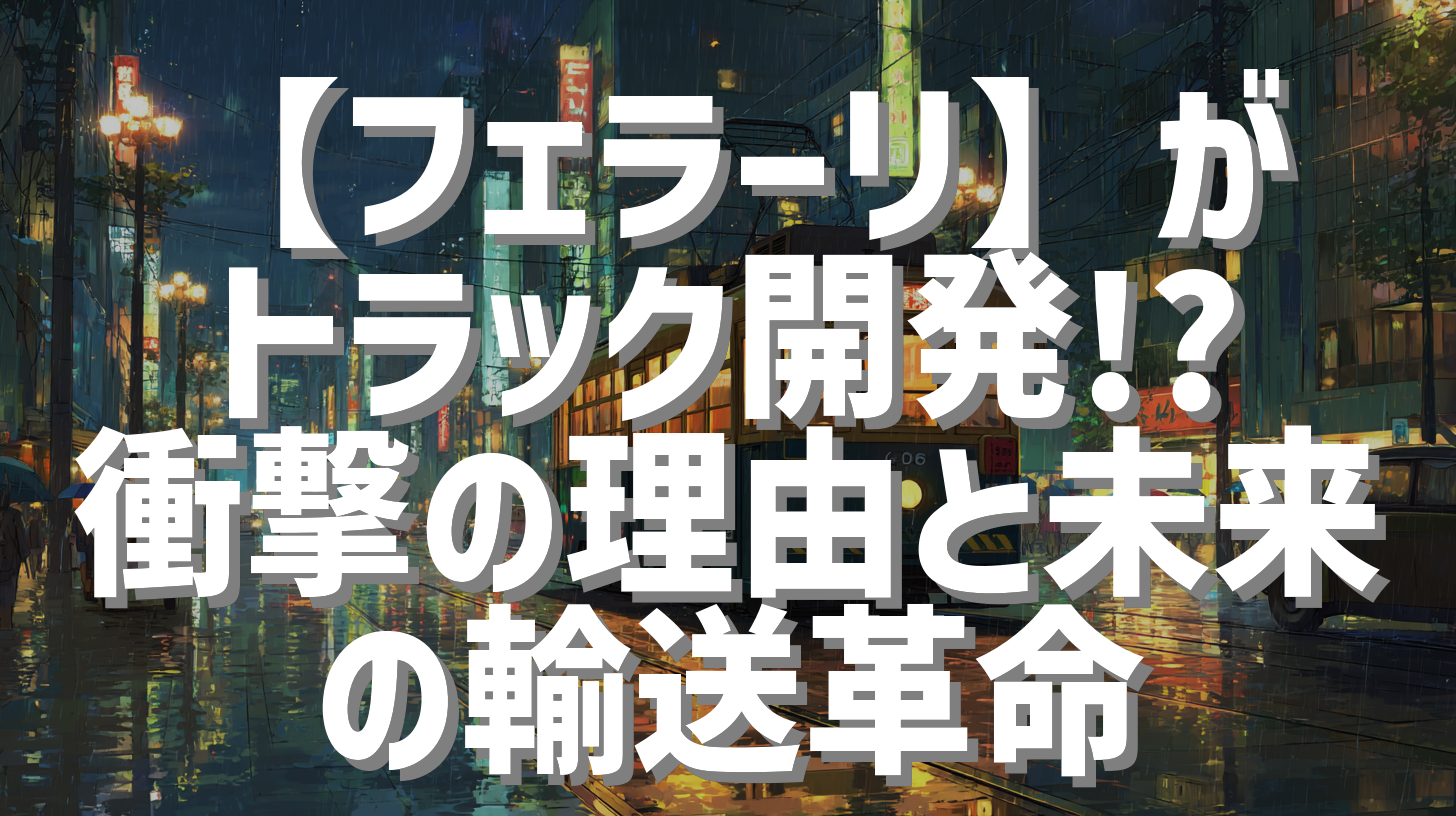 【フェラーリ】がトラック開発!? 衝撃の理由と未来の輸送革命