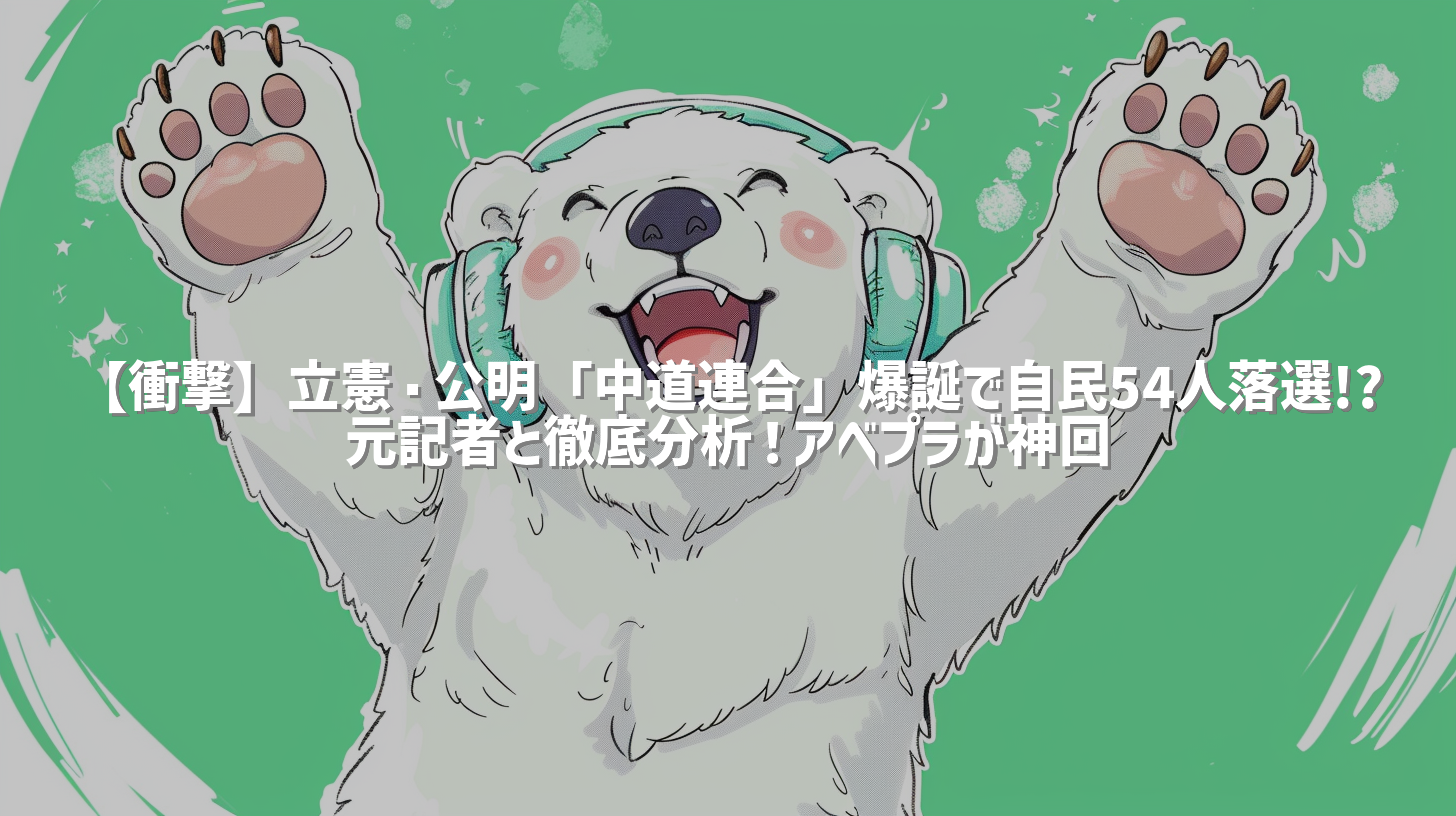 【衝撃】立憲・公明「中道連合」爆誕で自民54人落選!? 元記者と徹底分析！アベプラが神回