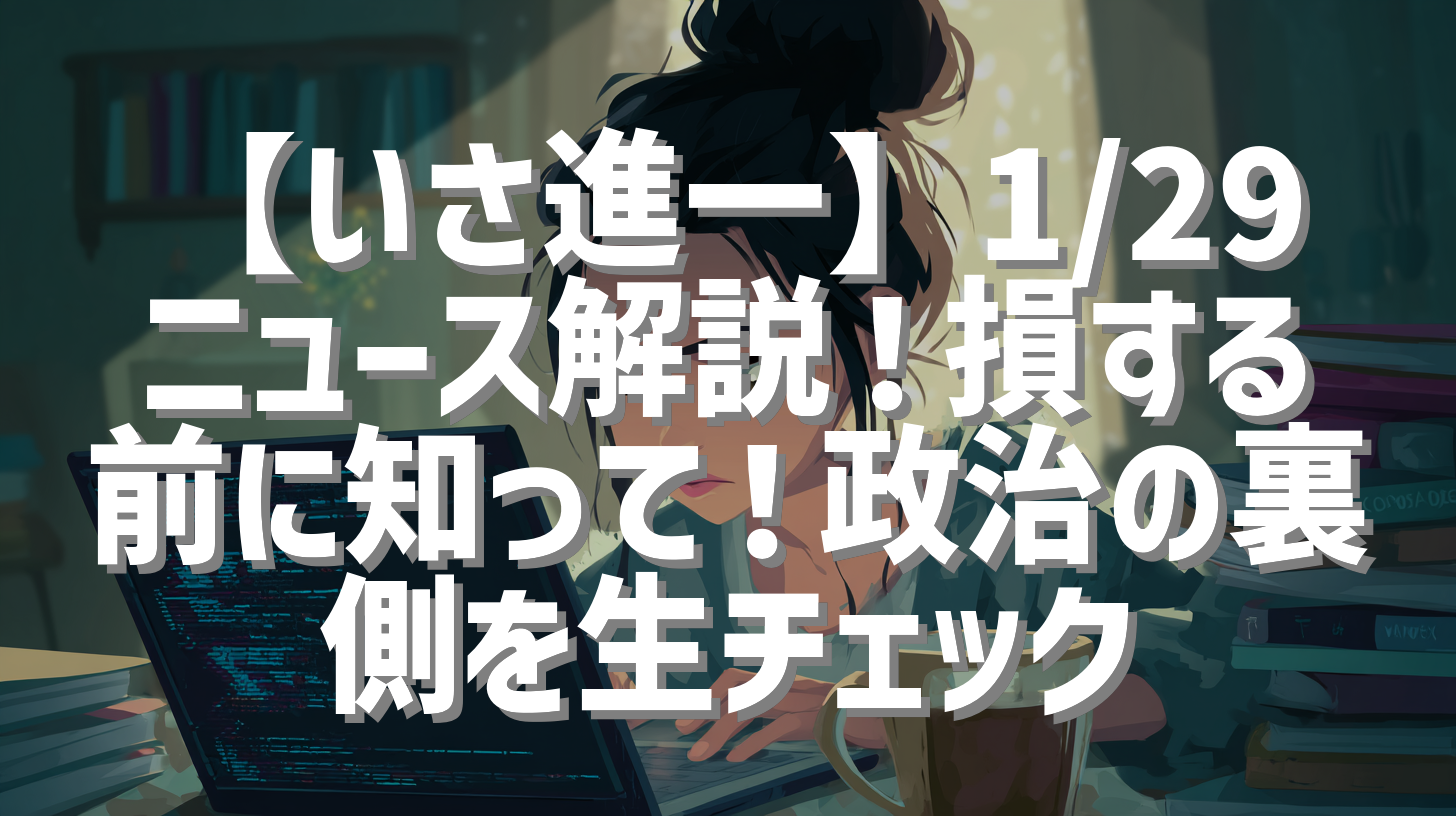 【いさ進一】1/29ニュース解説！損する前に知って！政治の裏側を生チェック