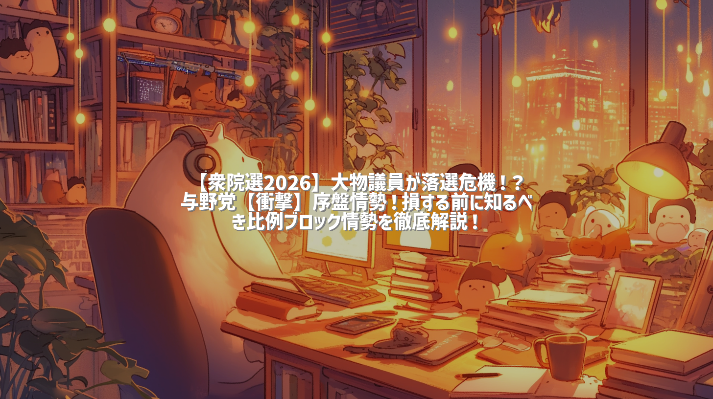 【衆院選2026】大物議員が落選危機！？与野党【衝撃】序盤情勢！損する前に知るべき比例ブロック情勢を徹底解説！