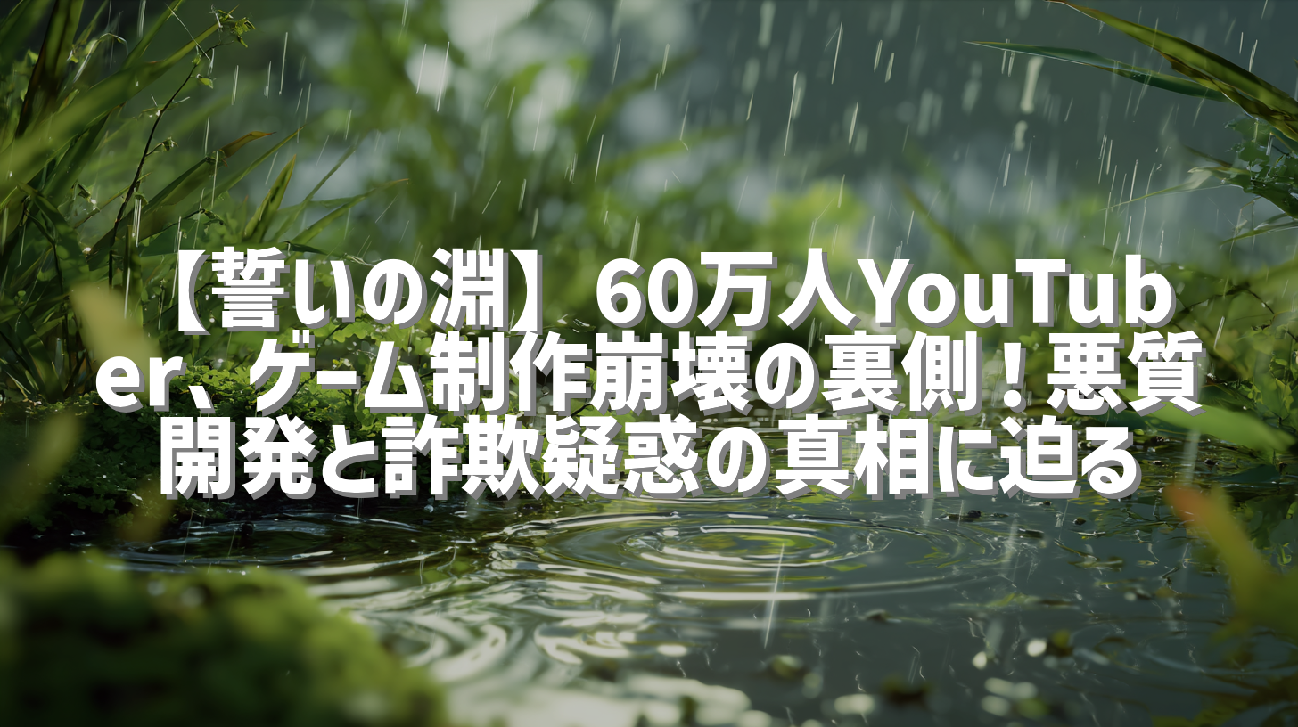 【誓いの淵】60万人YouTuber、ゲーム制作崩壊の裏側！悪質開発と詐欺疑惑の真相に迫る