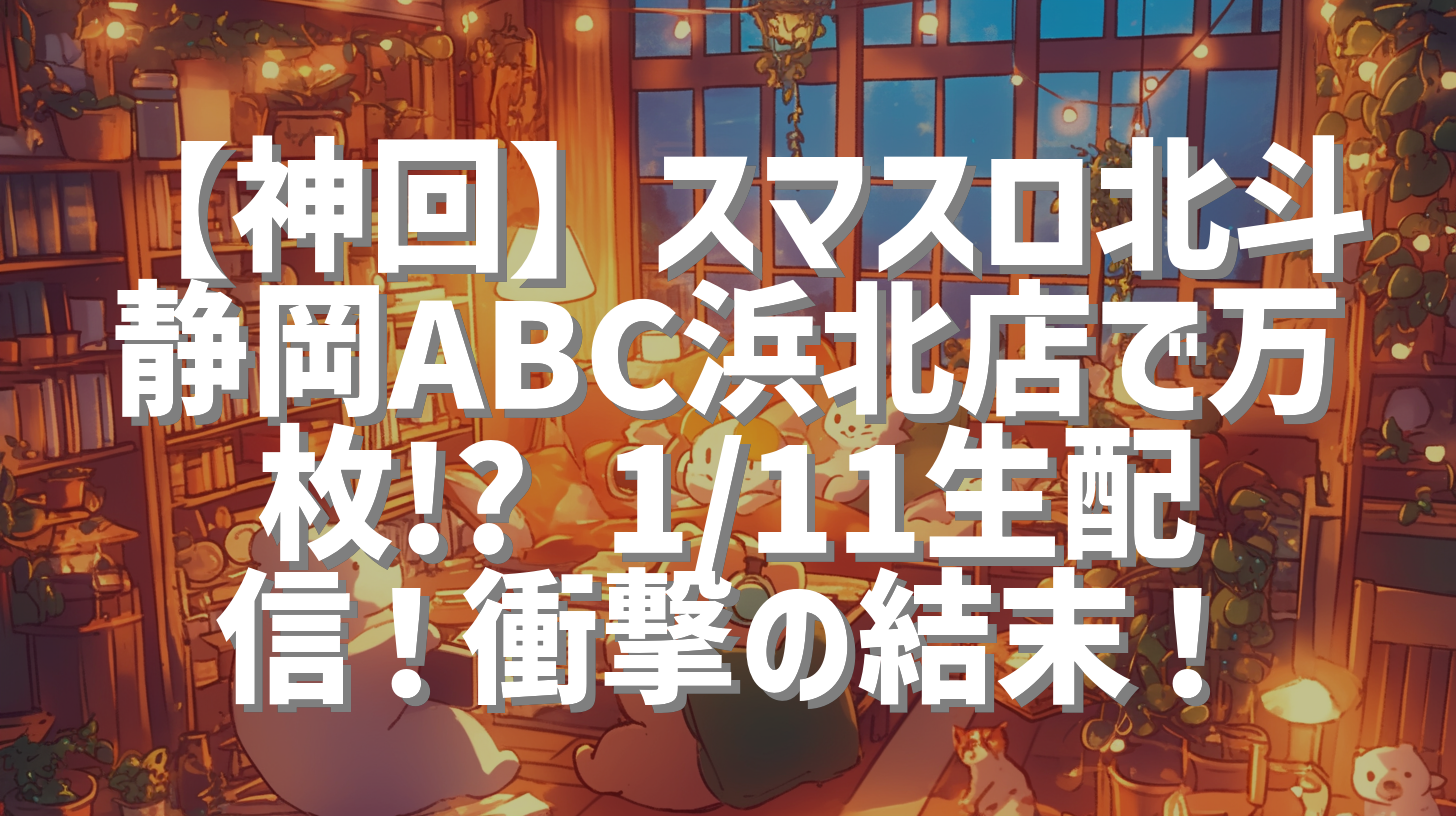 【神回】スマスロ北斗 静岡ABC浜北店で万枚!? 1/11生配信！衝撃の結末！