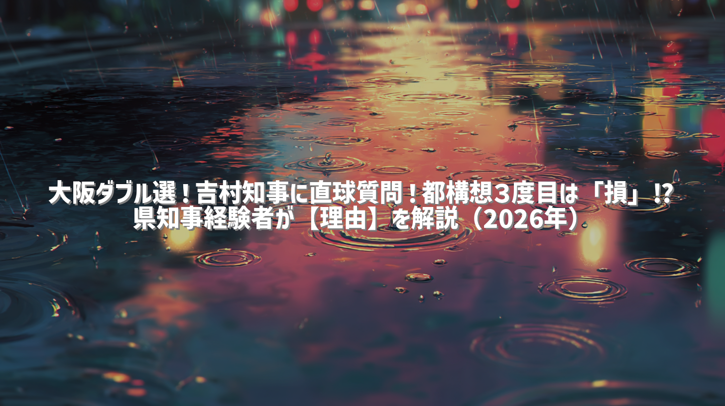 大阪ダブル選！吉村知事に直球質問！都構想３度目は「損」⁉︎ 県知事経験者が【理由】を解説（2026年）