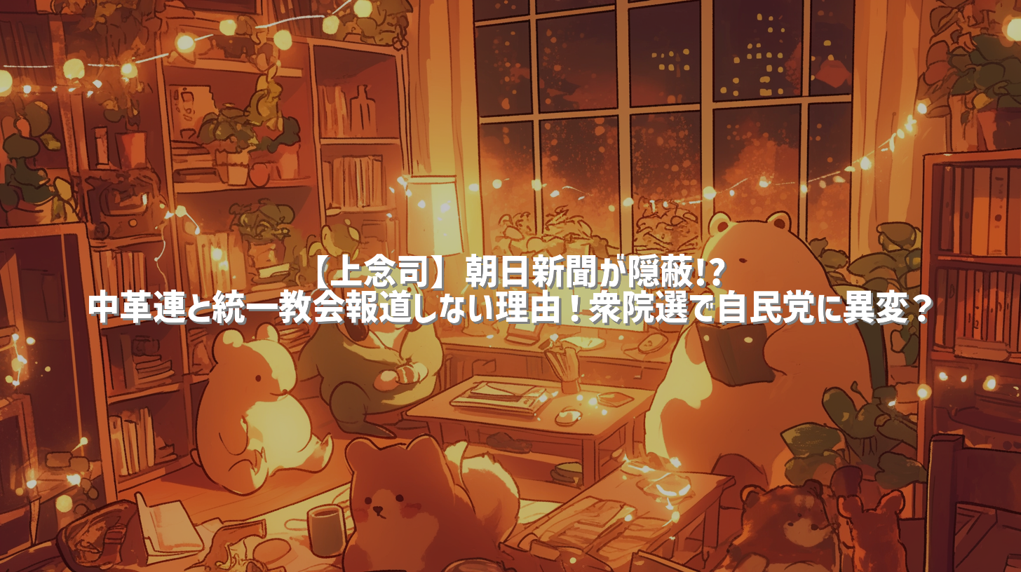 【上念司】朝日新聞が隠蔽!? 中革連と統一教会報道しない理由！衆院選で自民党に異変？