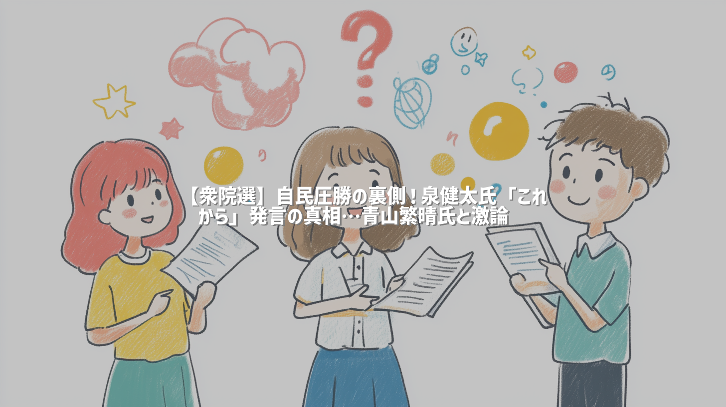 【衆院選】自民圧勝の裏側！泉健太氏「これから」発言の真相…青山繁晴氏と激論🔥