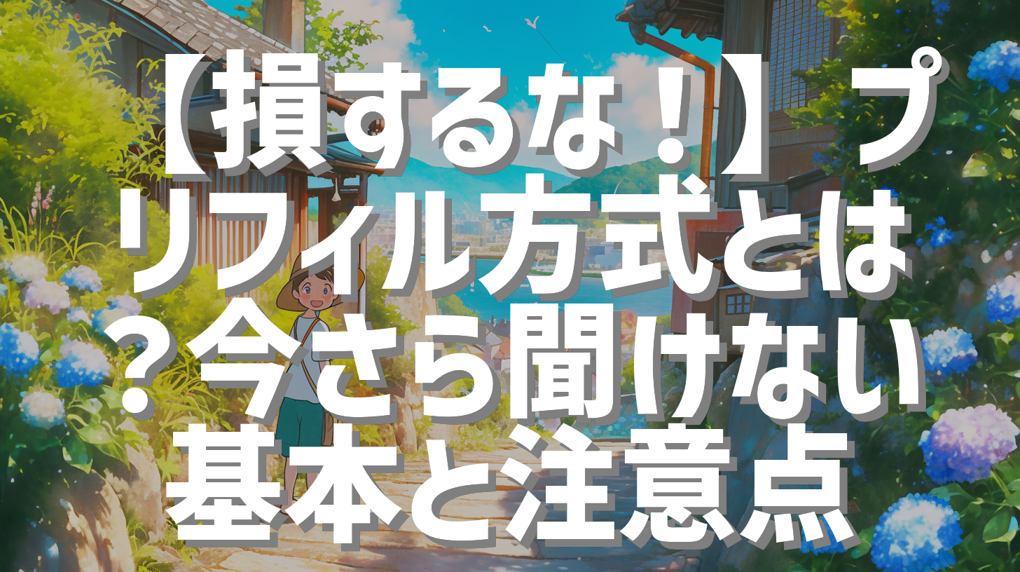 【損するな！】プリフィル方式とは？今さら聞けない基本と注意点