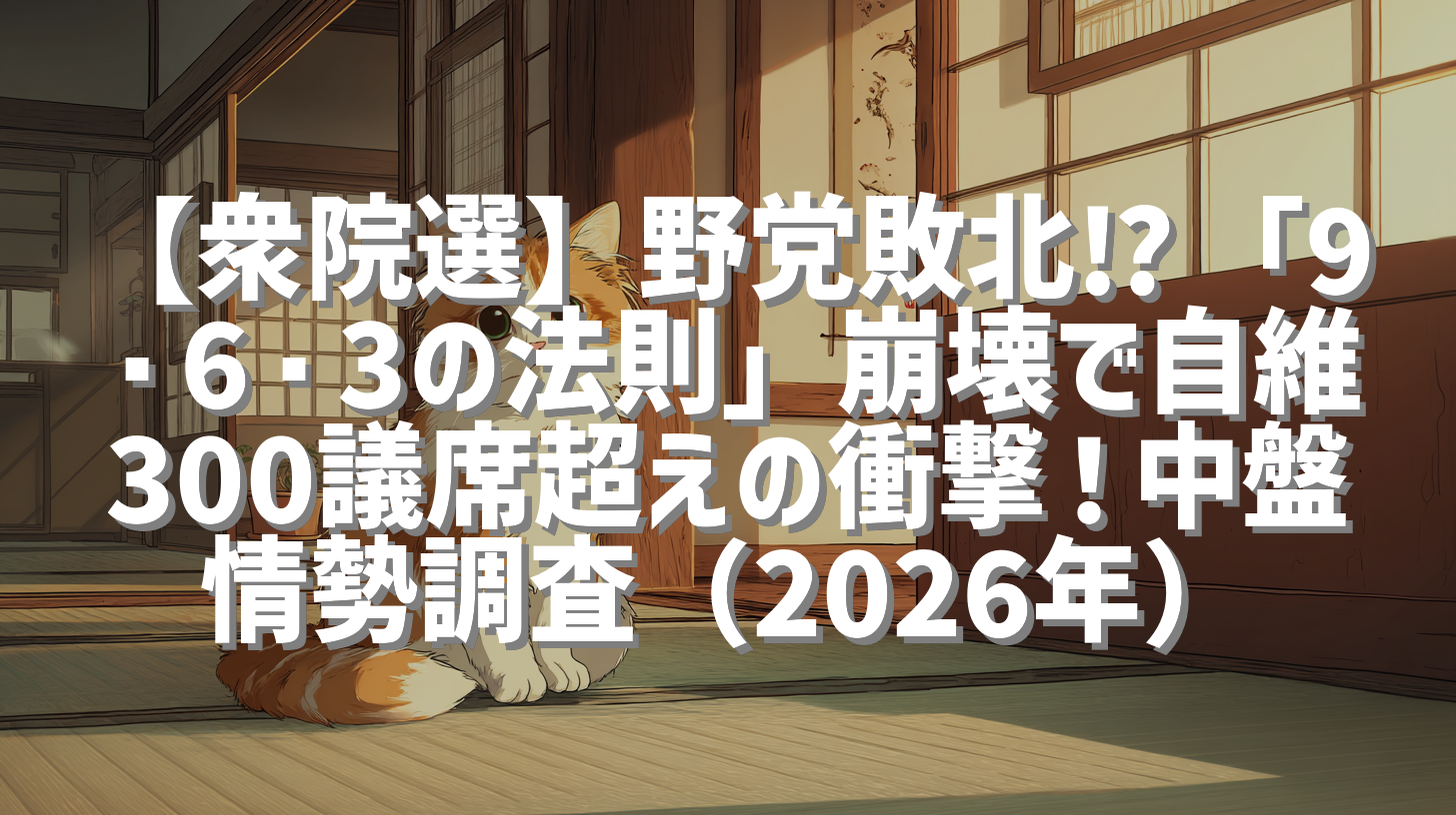 【衆院選】野党敗北⁉︎「9・6・3の法則」崩壊で自維300議席超えの衝撃！中盤情勢調査（2026年）
