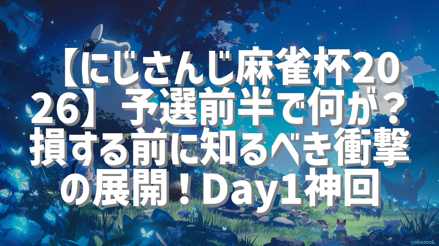 【にじさんじ麻雀杯2026】予選前半で何が？損する前に知るべき衝撃の展開！Day1神回