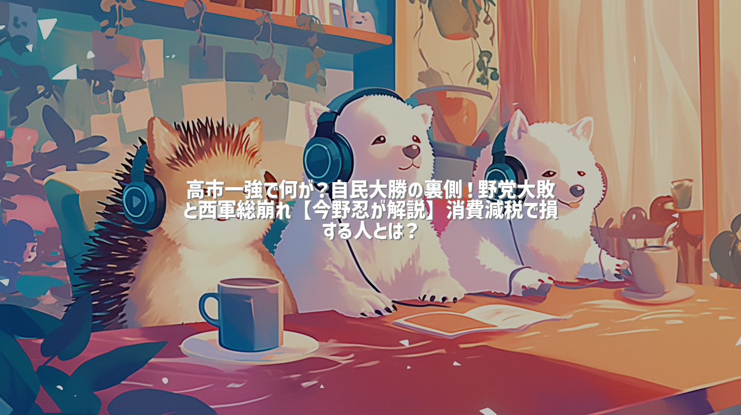 高市一強で何が？自民大勝の裏側！野党大敗と西軍総崩れ【今野忍が解説】消費減税で損する人とは？