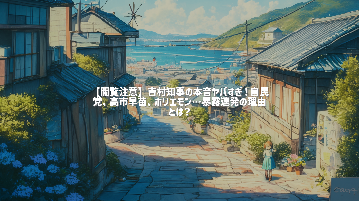 【閲覧注意】吉村知事の本音ヤバすぎ！自民党、高市早苗、ホリエモン…暴露連発の理由とは？