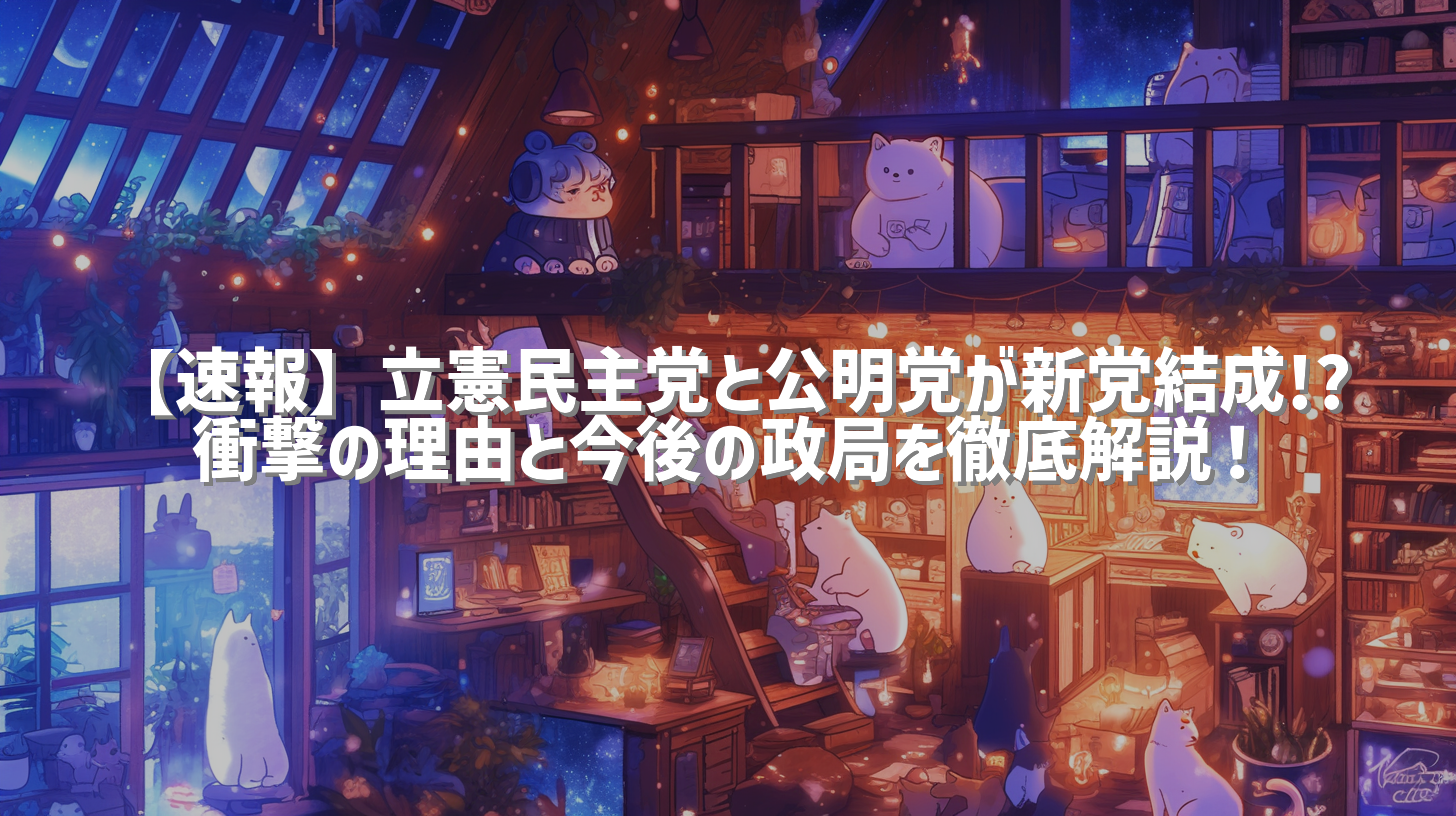 【速報】立憲民主党と公明党が新党結成!? 衝撃の理由と今後の政局を徹底解説！