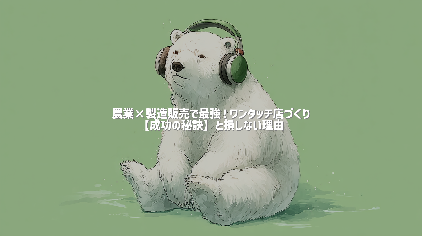 農業×製造販売で最強！ワンタッチ店づくり【成功の秘訣】と損しない理由