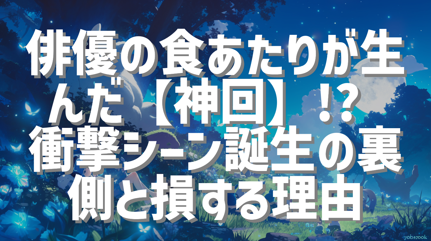 俳優の食あたりが生んだ【神回】!? 衝撃シーン誕生の裏側と損する理由