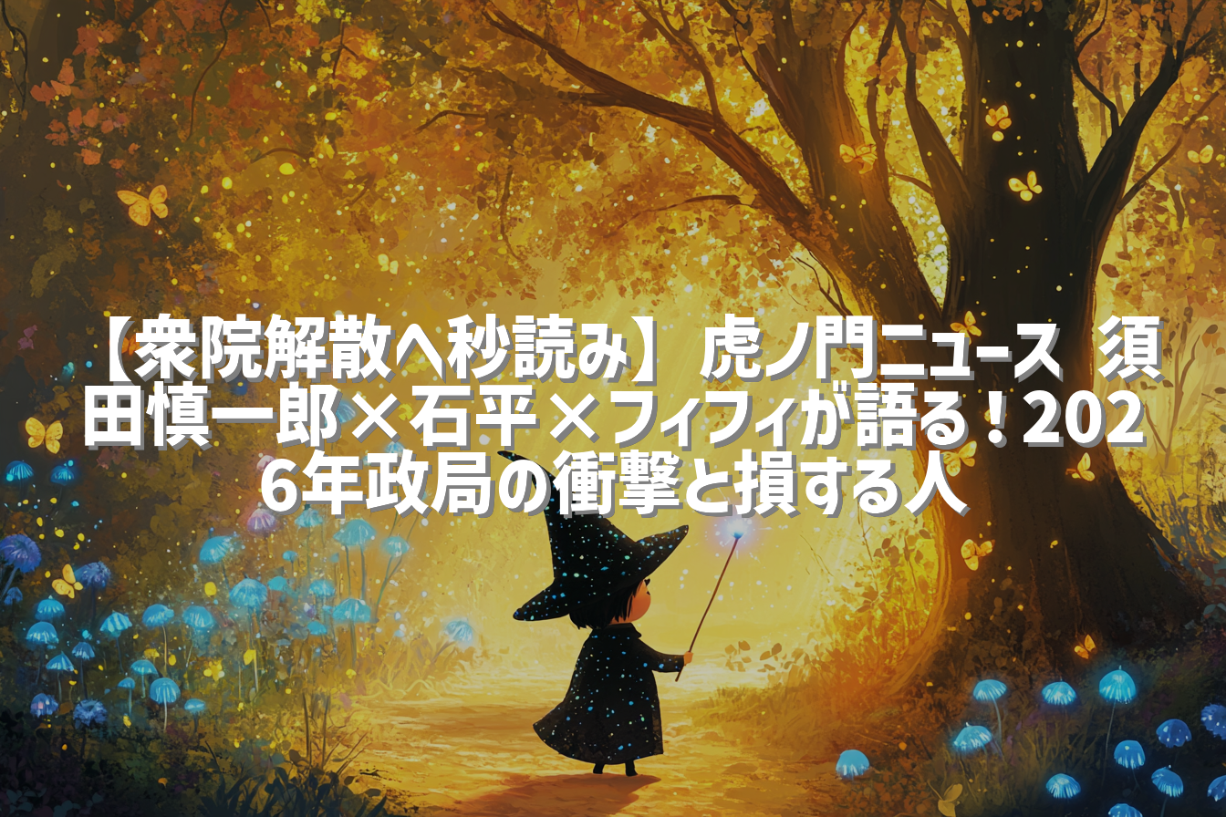 【衆院解散へ秒読み】虎ノ門ニュース 須田慎一郎×石平×フィフィが語る！2026年政局の衝撃と損する人