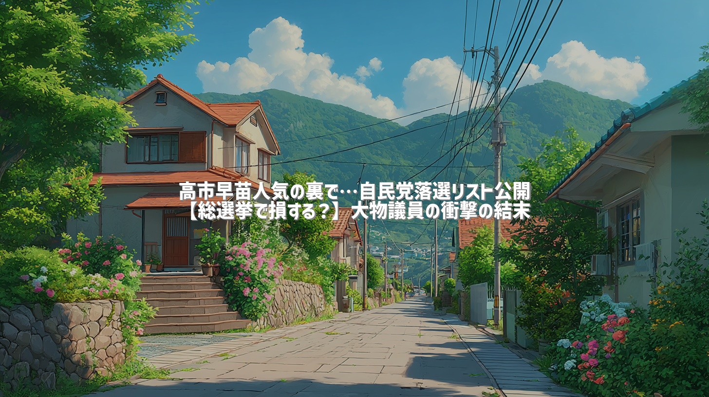 高市早苗人気の裏で…自民党落選リスト公開【総選挙で損する？】大物議員の衝撃の結末