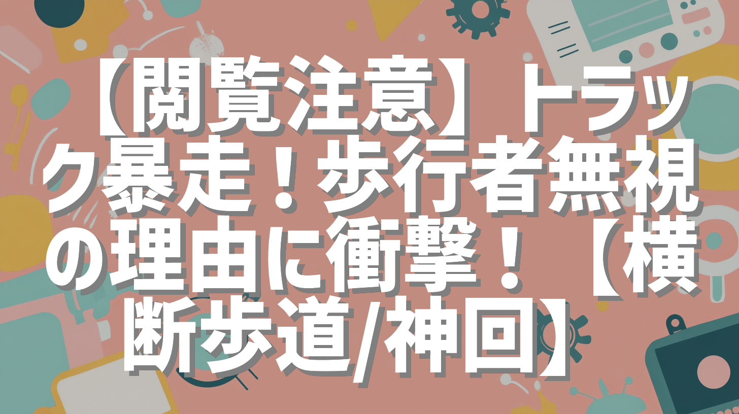 【閲覧注意】トラック暴走！歩行者無視の理由に衝撃！【横断歩道/神回】