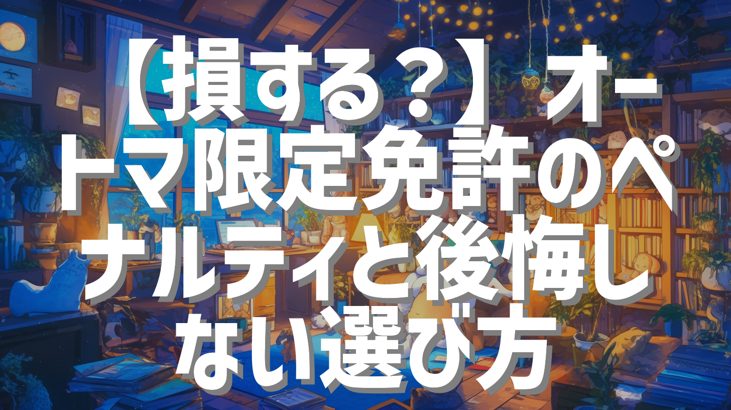 【損する？】オートマ限定免許のペナルティと後悔しない選び方