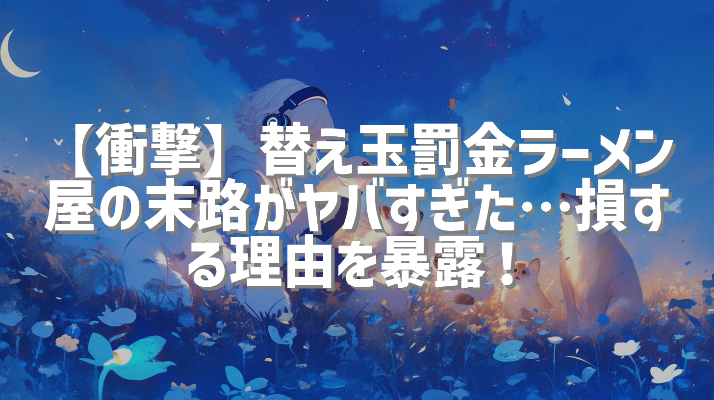 【衝撃】替え玉罰金ラーメン屋の末路がヤバすぎた…損する理由を暴露！