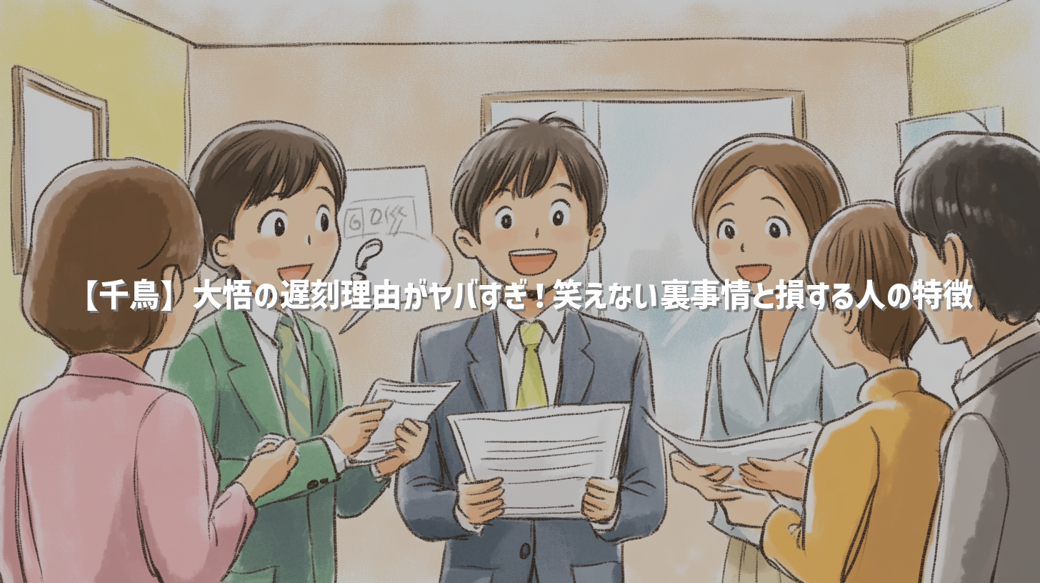 【千鳥】大悟の遅刻理由がヤバすぎ！笑えない裏事情と損する人の特徴